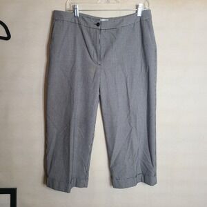 Chico's Women's Gingham Cropped Career Pants Size 2 Black White